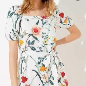 Loft Floral White Midi Dress